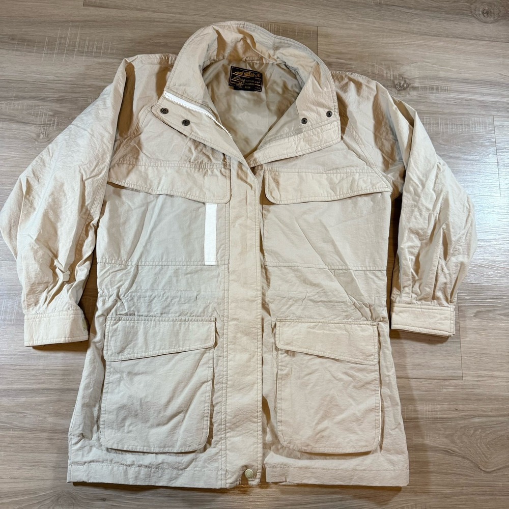 Eddie Bauer jacket Women's Medium beige windbreaker‎ cargo pockets outdoor Barn